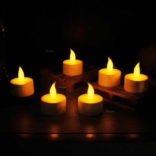 Image of Chronos LED Rechargeable Flameless Tealight, Flickering Tealight Candles White Base with Charging Station (Pack of 6)