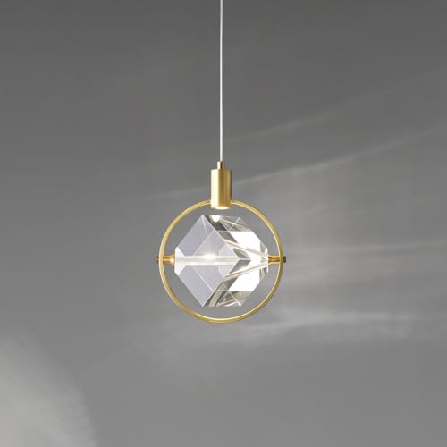 HEYAN Pendant Light Modern Crystal Pendant Light in Gold Brushed,Small