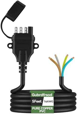 Flat Trailer Light Cable Wiring Harness 16 AWG 4 Wire COPPER MADE IN U