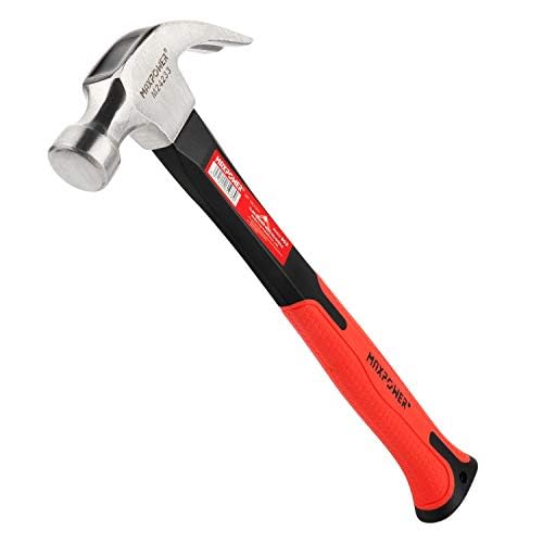 MAXPOWER Marteau à Griffes - Poids de Tête 8Oz/227g, Longueur 240mm - Manche Ergonomique en Acier Allié Poli et Fibre de Verre