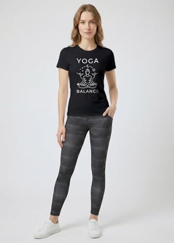 Image of INDISSH Yoga Tshirt for Women Cotton | Graphic Printed Yoga Round Neck Short Sleeves T-Shirt for Woman - WRN-YOGAB-PAR