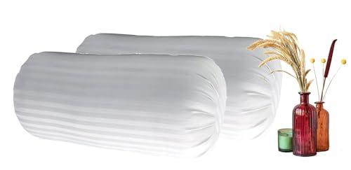 Image of Microfibre Round Bolster Bed /Sofa /Diwan Pillow | Light, Soft & Fluffy for Neck & Back Support | Washable Breathable, Durable | Size 16x32 Inch - Big Round Pillow | Set of 2 (16x32 Inch)