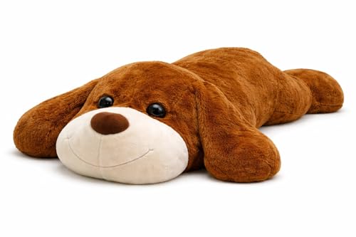 Image of Giant Sleeping Dog Soft Toy - 4 Feet Coffee Color | Super Soft Plush Slipping Dog Teddy for Girls, Kids & Gifting