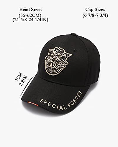 Gorra de béisbol Special Forces con parche bordado negro y dorado miniatura 2