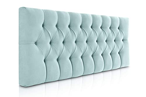 SUENOSZZZ-ESPECIALISTAS DEL DESCANSO Cabecero Copenhague de Gran Acolchado, con Botones en capitoné para Camas de 150 (160 x 57 cm) Tapizado en Tela Antimanchas Color Verde Agua Cover