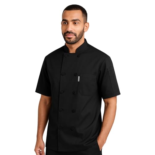 Image of uniformer Half Sleeves Chef Coat for Men | Double-Breasted Chef Coat With Reversible Closure | Comfortable & Stylish | Easy Care & Breathable | Ideal for Chefs, Cooks, and Kitchen Staff