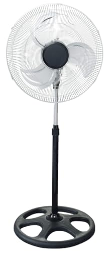 VoltShine Ventilador de pie metálico 70W, 3 velocidades, ideal para refrescar espacios y mejorar la circulación del aire.