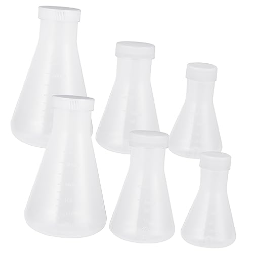 Ciieeo 6 Pack Laboratory Flask Set Conical Flask Science Easy to Wash for Beginners Professionals