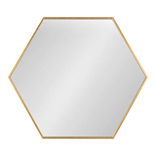 Kate And Laurel Rhodes Modern Hexagon Wall Mirror, 22 X 25, Gold, Chic Geometric Mirror For Wall #TOP18