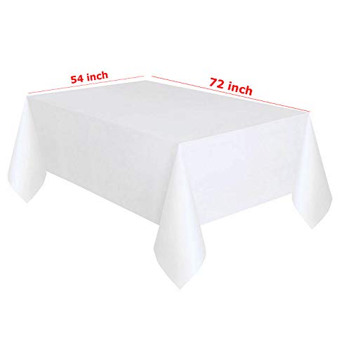 WedDecor Wit plastic tafelkleed 54 x 72 inch rechthoekig feesttafelkleed wegwerp tafelhoezen voor binnen of buiten… - Image 3