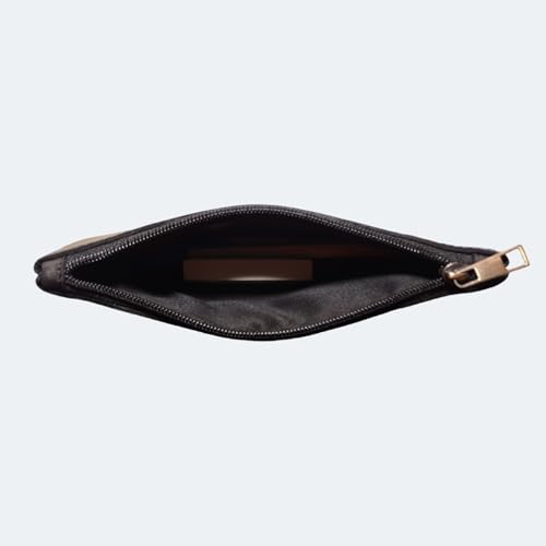 Image of Vintage Leather Pencil Case Pouch, Pen Pouch for Work and University, for Men and Women Elegant & Practical Brown Leather Pencil Cases for Adults Perfect for Office (Croco Black)