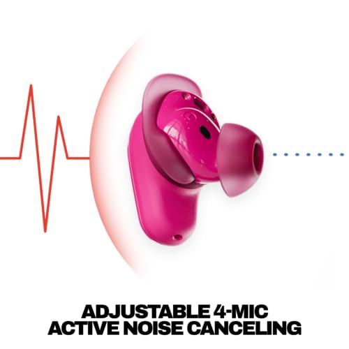 Image of Skullcandy Method 360 ANC Wireless Earbuds, Sound by Bose, Bluetooth Headphones, Premium Noise Cancelling, Up to 40 Hrs Battery, Sweat and Water Resistant, Microphone for iPhone Android - Crazy Pink