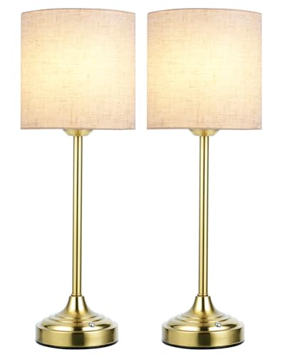 Image of Rechargeable Table Lamp, 2-Pack, 8000mAh, Dimmable, Ambient Light, 2700K, Touch Control, Portable, LED, Wireless, Cordless, Battery Operated, Desk Lamp, Kitchen Lamp, Fabric Shade, for Dining Room
