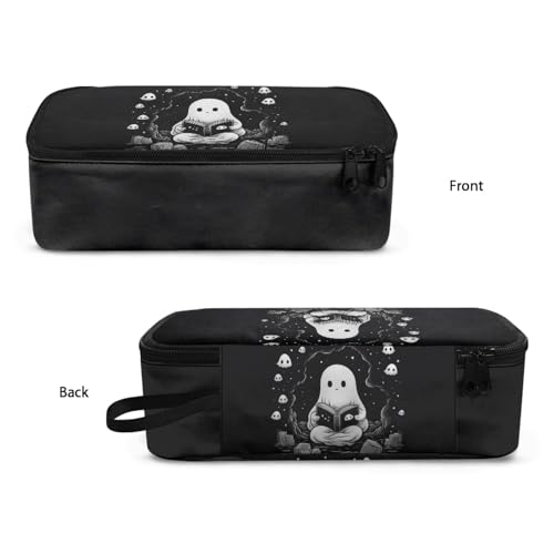 Image of Cute Ghost Kids Pencil Case for Boys Girls Halloween Pencil Pouch for 3-16 Years Children Pencil Bag for Students Teenagers Pencil Box with Pen Slot Pencil Container Cion Purse,Black