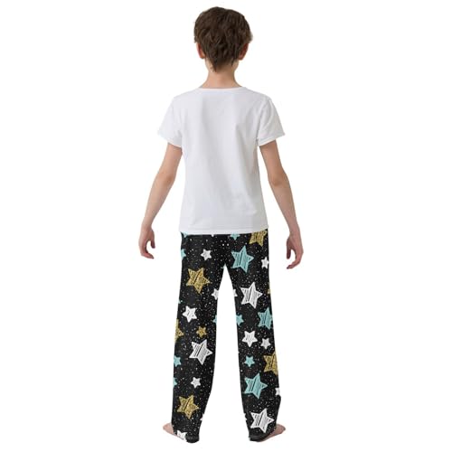 ZZXXB Stars Boys Long Pants Soft Trousers Elastic Waist Kids Lounge Bottoms with Pockets S-XL3