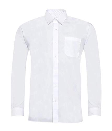 Hari Deals Garçons Enfants Coton Polyester Long Manches Courtes École Chemise Uniforme - Blanc Manches Longues, Col 11 (2-3 Ans)