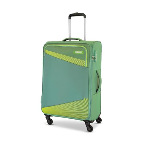 Image of American Tourister Mystic | Luggage Trolley Bag (83 cm) | 360 4 Wheel Travel Luggage | 1 Compartment | Soft Luggage Polyester Expandable Suitcase | Combination Lock | 3 Years Warranty | Piquant Green