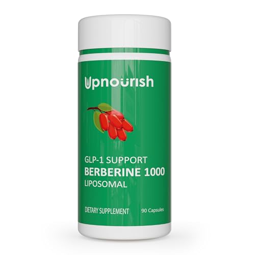 UpNourish Liposomal Berberine Supplement - Advanced Berberine HCl 1000mg Plus Ceylon Cinnamon Chromium Picolinate Curcuminoids Resveratrol Green Tea and Yerba Mate - 90 Vegan Capsules