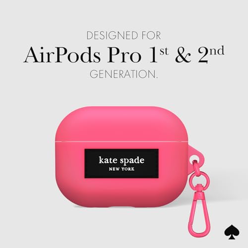 Image of kate spade new york AirPods Pro 2nd / 1st Generation case with Keychain Ring - Pom Pom Pink, Silicone Cover for AirPods Pro 2nd / 1st Generation