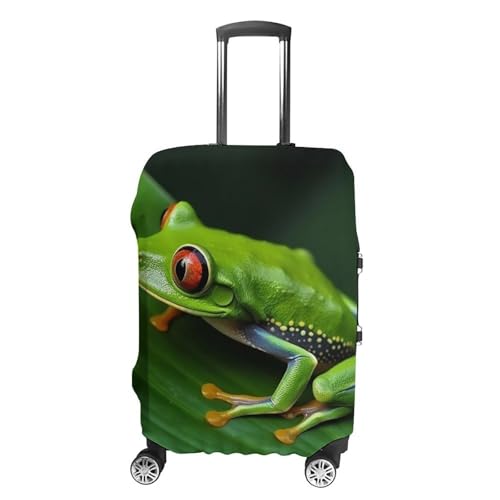 Animal Frog Green Leaf Leaves Luggage Cover, Washable Elastic Suitcase Cover Protector Fit 18-32 Inch Luggage