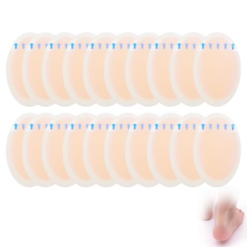 20 parches hidrocoloidales antiampollas para pies, talones, dedos y antepiés, 44 x 69 mm grandes, parches impermeables para protección del talón, callos y herpes labial