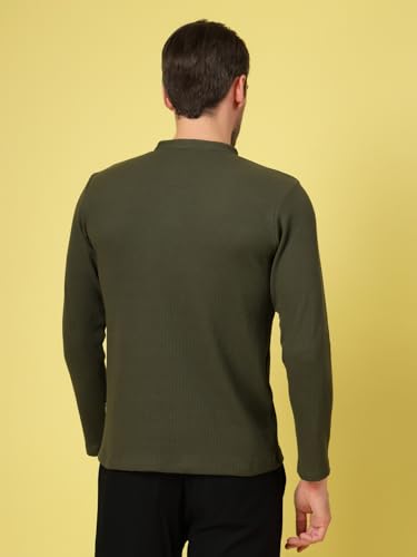 Image of Rigo Printed Casual T-Shirts for Men | Waffle Knit Solid T-Shirt for Men | Full Sleeves T-Shirts for Men
