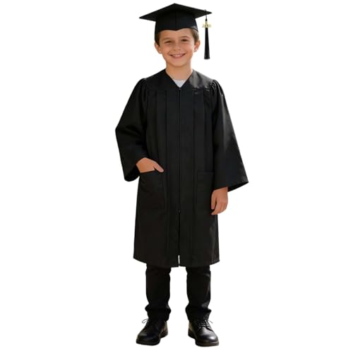 Toga de graduación de punto con gorro académico infantil para niños y niñas