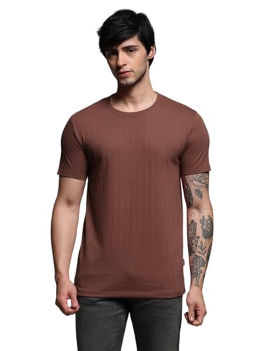 Image of JACK & JONES Men Solid Round Neck Cotton Slim Fit T-Shirt