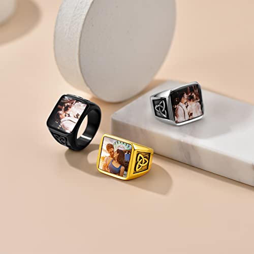 Custom4U Personalized Rings for Men,Photo & Name Engraved Sizes 12 - image 8