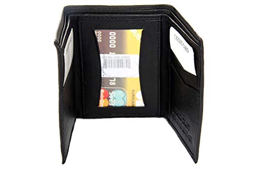 Men's Trifold 4 Credit Card 1 Id Window Leather Wallet 3x4 inches