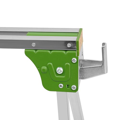 2 caballetes plegables de metal, caballete de batalla de 1200 kg, 2 x 4 brazos de apoyo, altura ajustable de 6 etapas (28-35 cm), soporte industrial en forma de A para talleres y obras de construcción