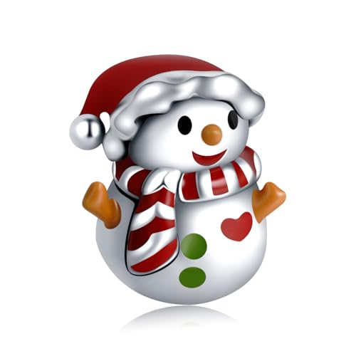 Image of Christmas Snowman Charms for Women Charm Bracelets, 925 Sterling Silver Mother's Day Halloween Birthday Christmas Jewelry Gift for Women