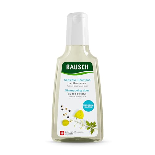 RAUSCH Sensitive-Shampoo mit Herzsamen 200ml sanfte Pflege für empfindliche Kopfhaut veganes Shampoo ohne Silikone hergestellt in der Schweiz