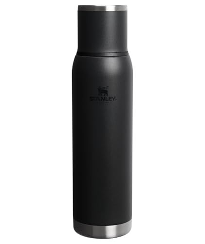 Image of Stanley Adventure-To-Go Vacuum Bottle 1.4 qt | Wide Mouth with Leakproof Cup Lid | Keep Drinks Hot or Cold | Packable for Travel | Insulated Stainless Steel Thermal Bottle | BPA-Free | Black 2.0