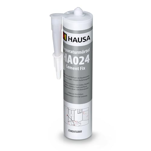 HAUSA Reparatur-Mörtel Cement Fix HA024 310ml zementgrau gebrauchsfertiger Fugenmörtel zum Verfugen Füllen Ausbessern von Fugen Brüchen Rissen, Express Zement für Innen & Außen, Dichtmasse