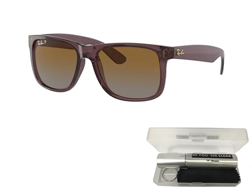 Ray-Ban RB4165 Sunglasses Bundle: RB 4165 JUSTIN 6597T5 Justin Transparent Dark Brown and Eyewear Cleaning Kit2