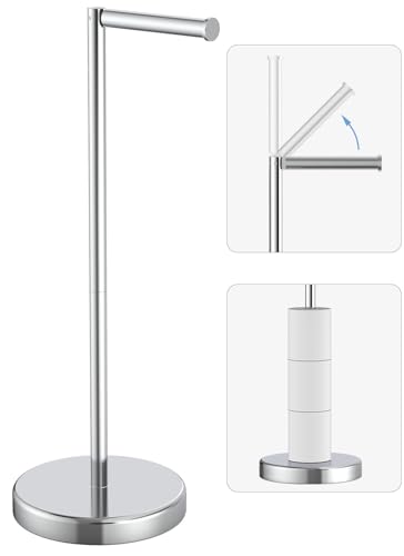Chrome Toilet Paper Holder Stand Freestanding Tissue Roll Holder for Bathroom 304 Stainless Steel Rustproof Toilet Paper Stand Storage for 4 Rolls(Fits All Rolls) by Evolvegoods
