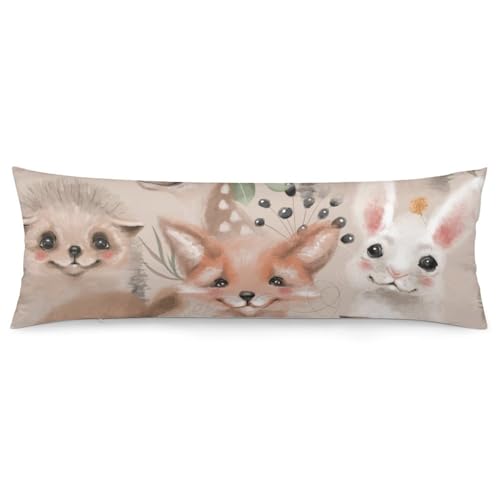 Floral Deer Bunny Hedgehog Bear and Fox Body Pillow Cover Lightweight Long Pillow Case for Cushion Sofa Living Room Bed 20