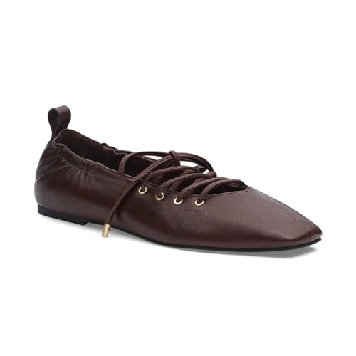 Ballet Flats Shoes for Women Closed Toe Pump Shoes Square Toe Flats Lace Up Slip On Shoes Comfortable Casual Party2