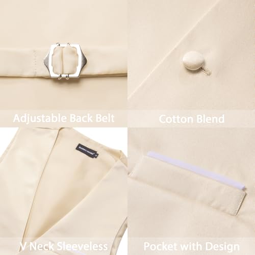 Image of Barry.Wang Vest for Men Business /Leisure Dress Suit Vests V-neck 2 Pockets Wedding Party Tuxedo Satin Waistcoat
