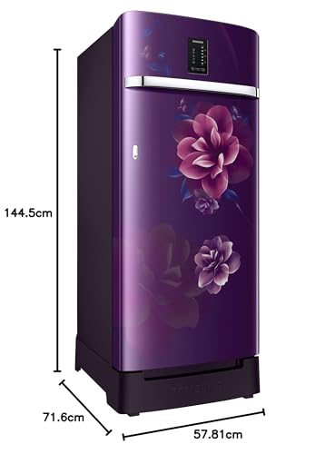 Image of Samsung 215L 3 Star Inverter Direct-Cool Single Door Digi-Touch Refrigerator (RR23C2F23CR /HL,Camellia Purple) Base Stand Drawer