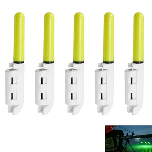 Set di 5 Bastoncini Luminosi per Pesca, Lampada LED per Canna da Pesca Notturna, Avvisatore di Morsi LED per Punta di Canna con Anello Impermeabile, Campanella di Allarme per Mare, Rocce e Fiume
