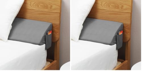 Image of Vekkia King Bed Wedge Pillow for Headboard Gap, 0-6 inch Gap Filler with Side Pockets & Washable Cover, Gray 76 inchx10 inchx6 inch (Pack of 2)
