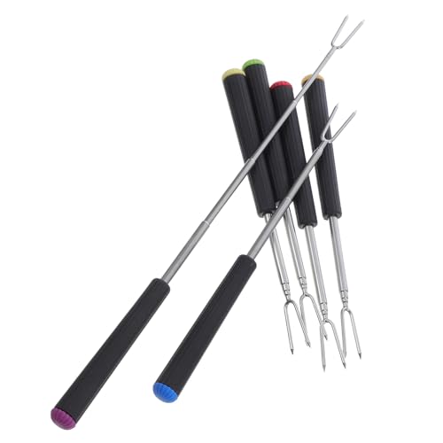 MOLUCKFU 6 pièces Fourchettes à Fondue Inox Télescopiques Lot de Bâtons à Tremper Réglables pour Fromage Viande Chocolat Dessert Barbecue Camping