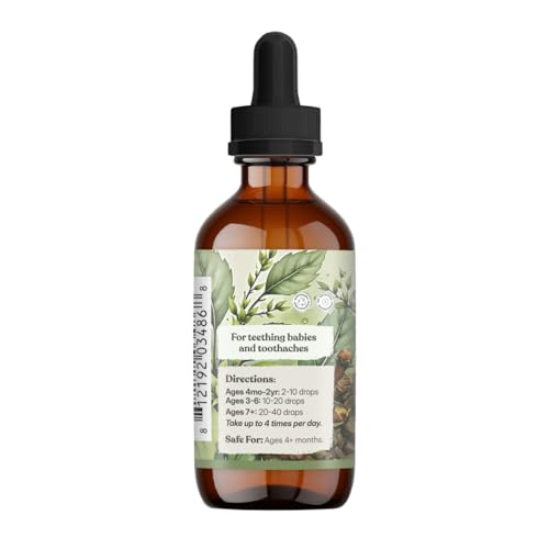 earthley wellness teeth tamer teething relief for babies amp kids soothes drooling gum discomfort amp irritability organic herbal formula sugar-free packaging may vary 169 oz 500 doses