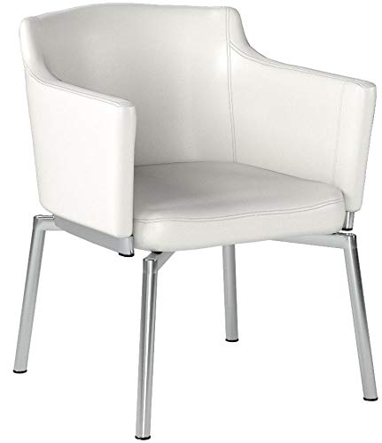 Milan Denise Club Style Swivel Arm Chair (Set of 2), White