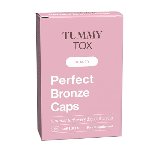 Cápsulas autobronceadoras - Betacaroteno, ácido hialurónico, licopeno, cobre, selenio y vitaminas - Perfect Bronze Caps, suministro para 30 días, Tummy Tox