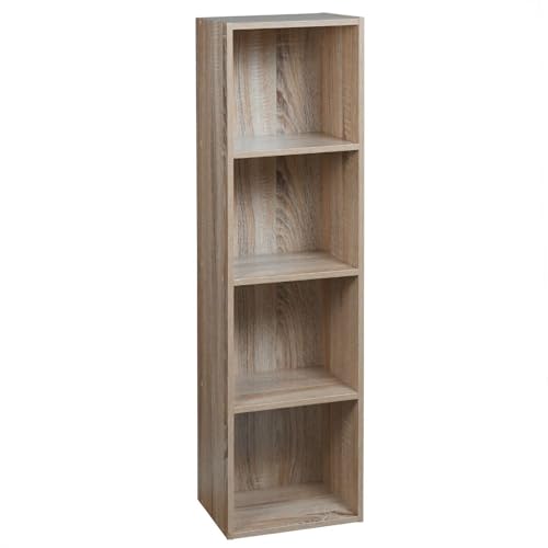 URBNLIVING Bibliothèque en bois à 4 étages, étagère de rangement, vitrine, étagères en bois (Chêne antique, 4 étagères)
