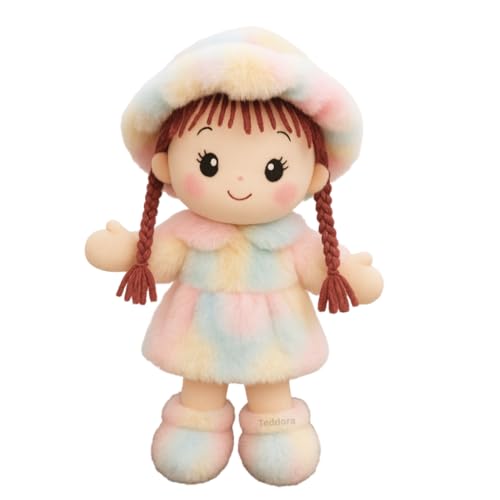 Image of Rainbow Dress Doll with Braided Hair Soft Toy for Girls Boys Kids,Multicolor,Rag Plush Stuffed Baby Teddy Gift Birthday, 40 cm