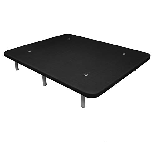 Duérmete Online Base Tapizada 3D Reforzada | Anti Ruido con 5 Barras de Refuerzo | Válvulas de Ventilación | 6 Patas de Altura 30cm, Negro, 90x190
